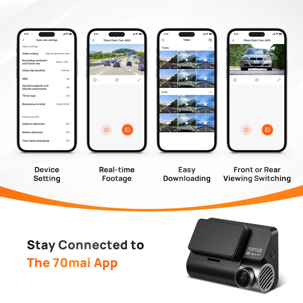 70mai A810 4K HDR Dual-Vision DashCam - Image 10